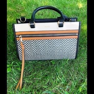 NWT Aldo Cream and Black Chevron Purse